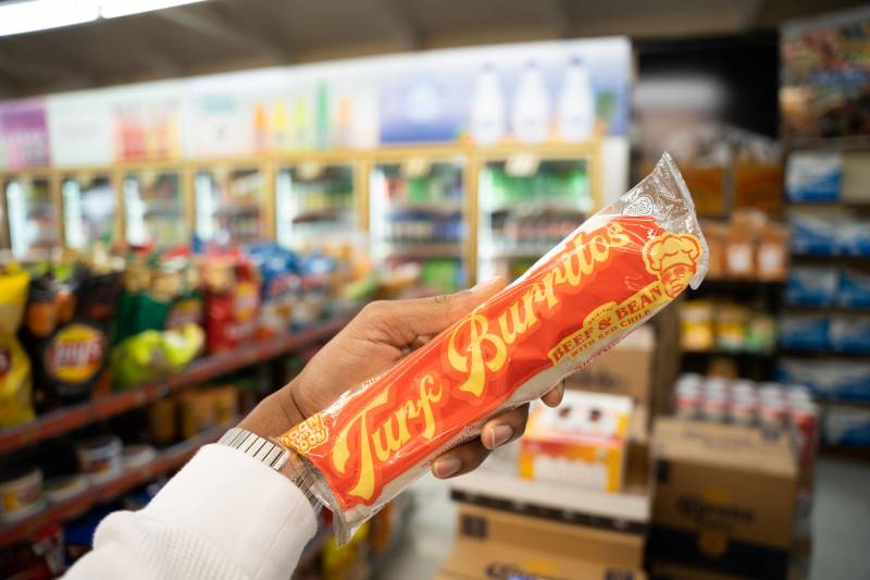 One of E-40's Turf Burritos, part of his new Good With the Spoon product line, at a liquor store in Vallejo.