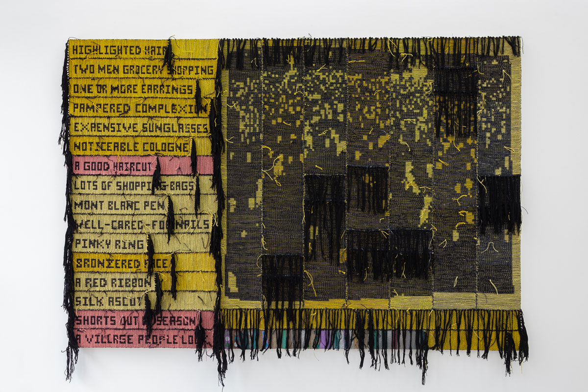 Yellow and black textile piece.