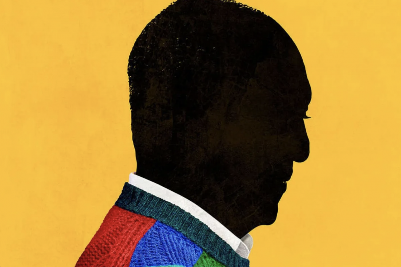 A silhouette of Bills Cosby in his famous knit sweater from the 1980s.
