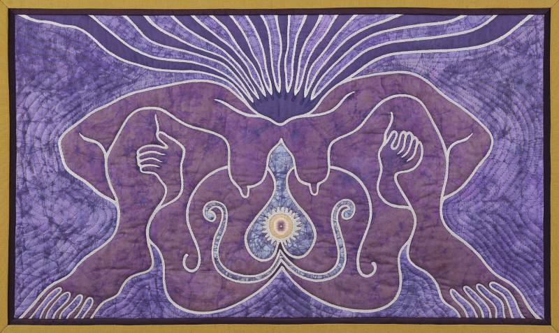 A purple-hued representation of childbirth 