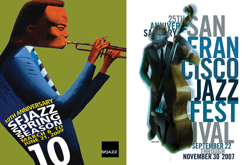Two covers of programs, one from SFJAZZ's 10th annual festival, one from the 25th