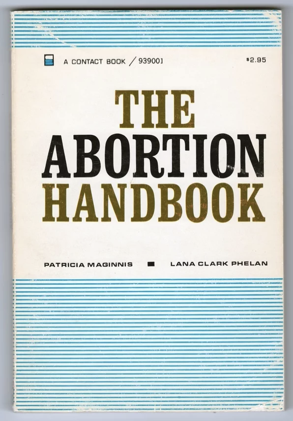 The white and blue cover of a textbook titled THE ABORTION HANDBOOK.