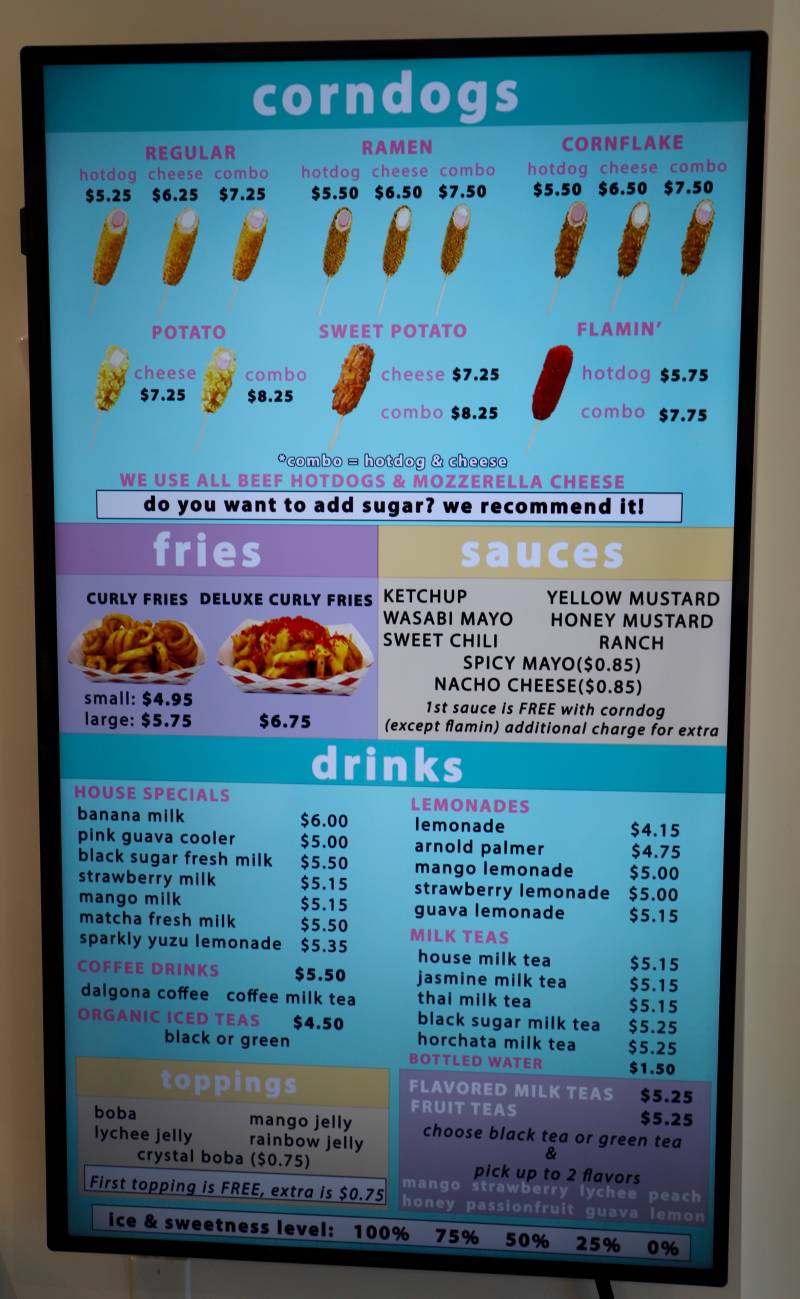 menu displaying the many food and drink options available at STIX in Burlingame