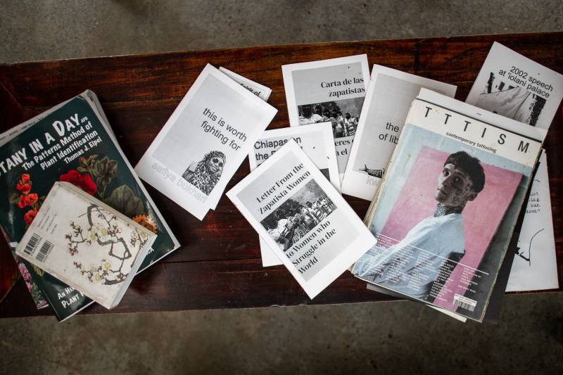Pamphlets and periodicals at Thorns Tattoo in Berkeley