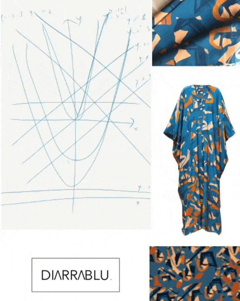 an animated graph and blue and orange caftan