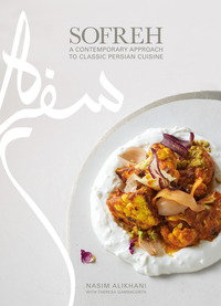 A book cover depicting Persian food on a white plate.