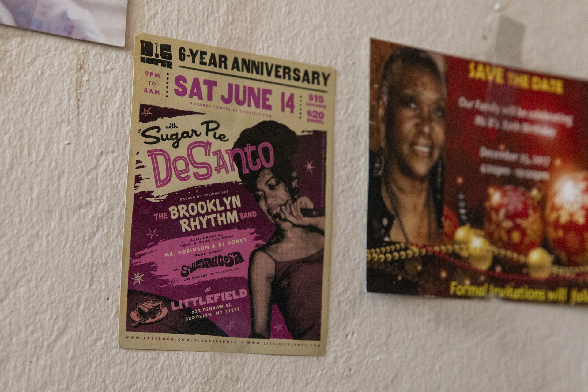 A concert poster from Sugar Pie DeSanto's show at the Littlefield in Brooklyn in 2014.