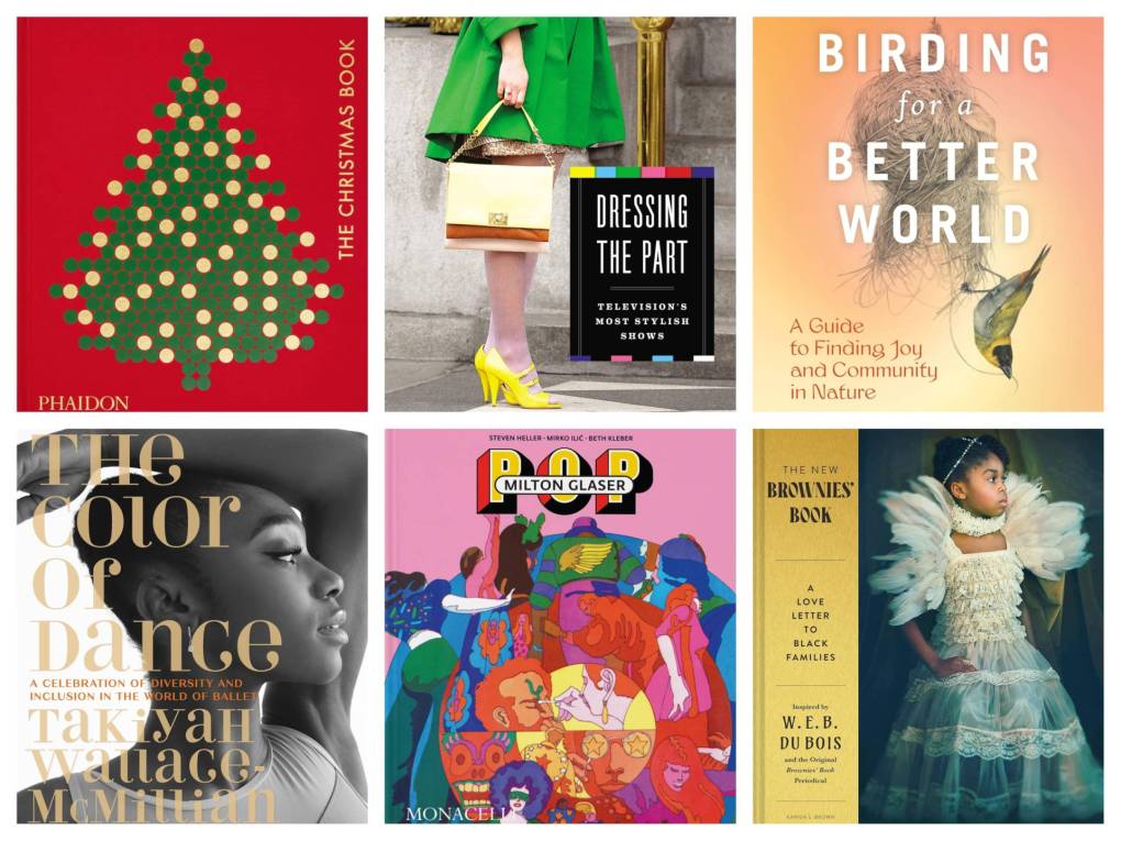 Six books with colorful covers.