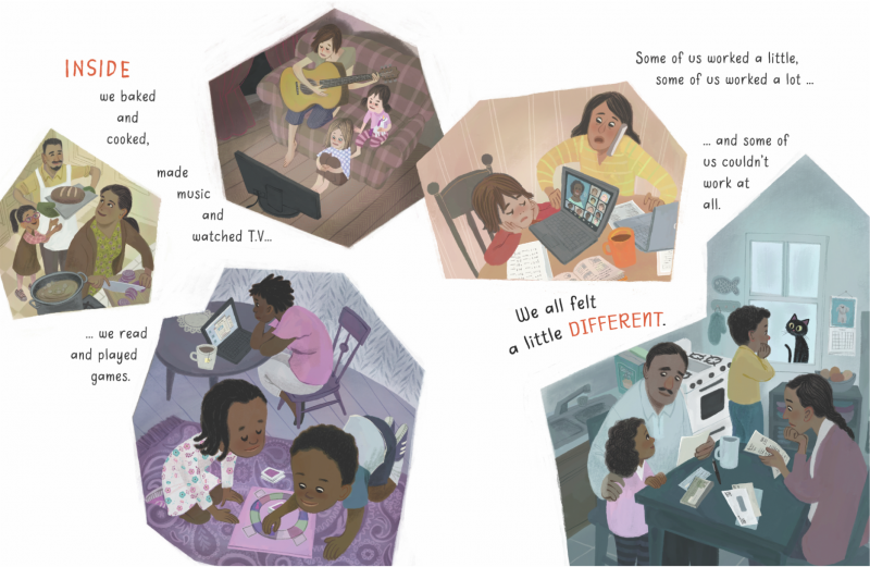 A page from the children's book "Outside, Inside" by LeUyen Pham about life during the pandemic.