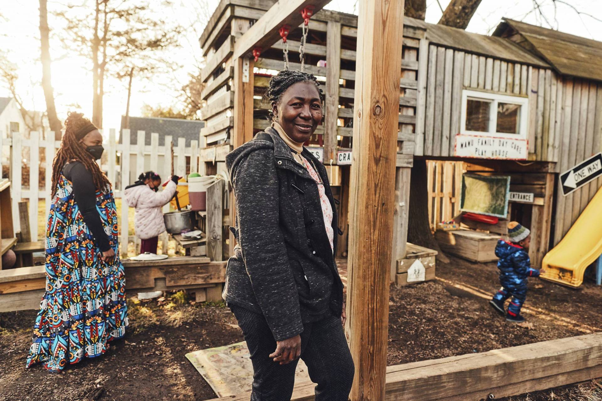 Bernadette Ngoh runs an at-home day care in West Haven, Connecticut. 