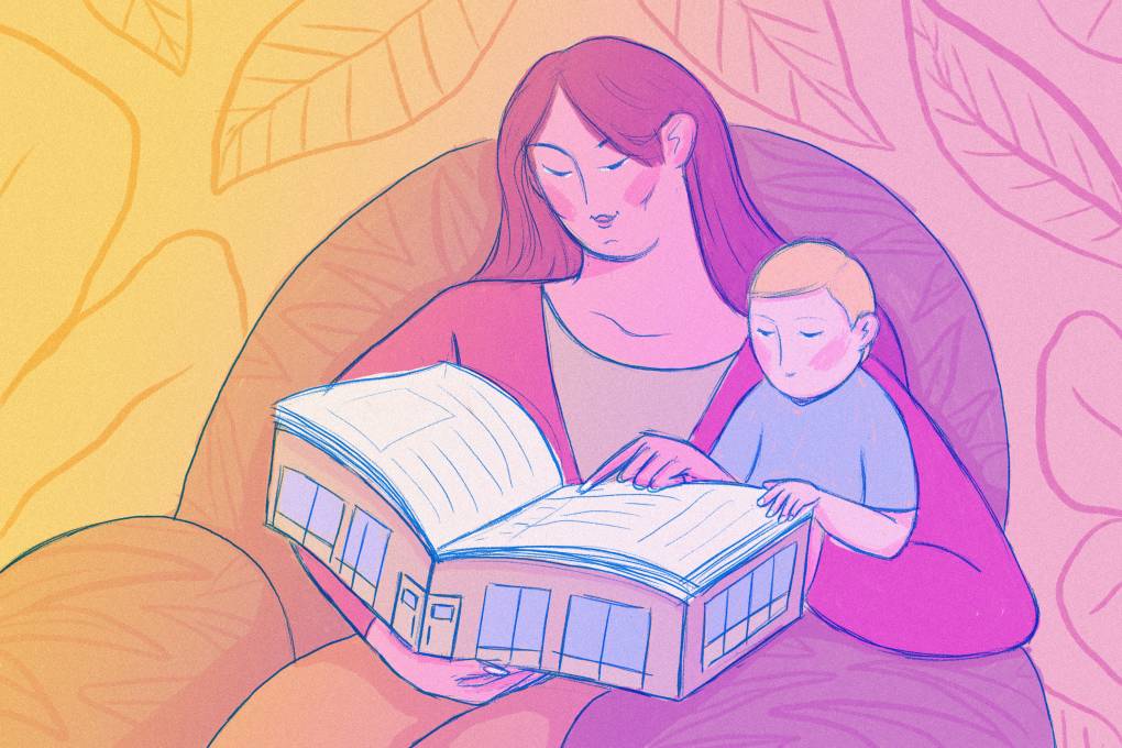 Mother and child reading together.