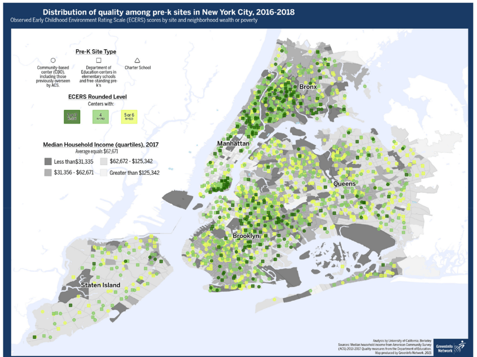 map of quality scores given to pre-K programs in New York City