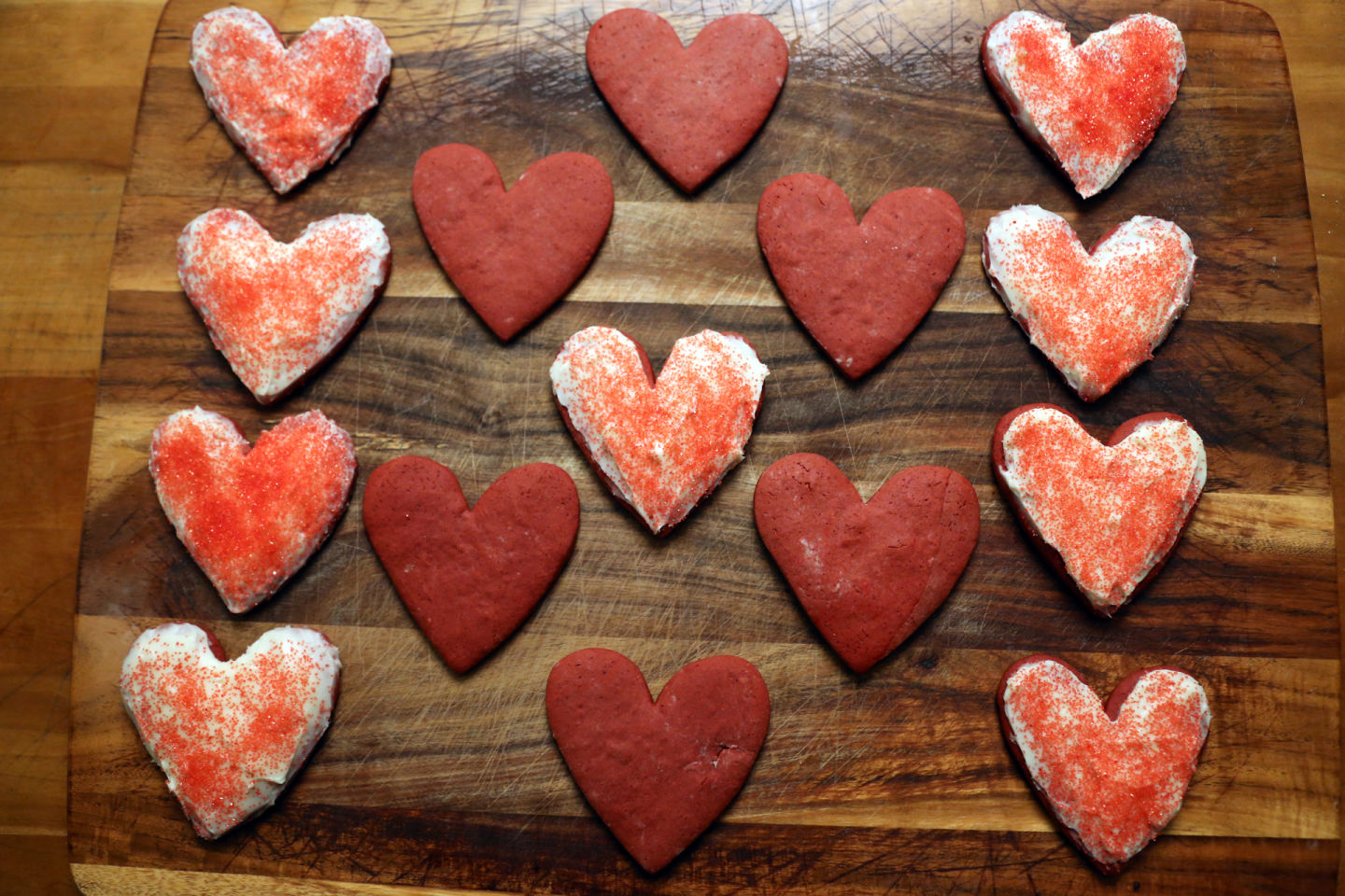 Red Velvet Sugar Cookie Hearts with Cream Cheese Frosting Wendy Goodfriend