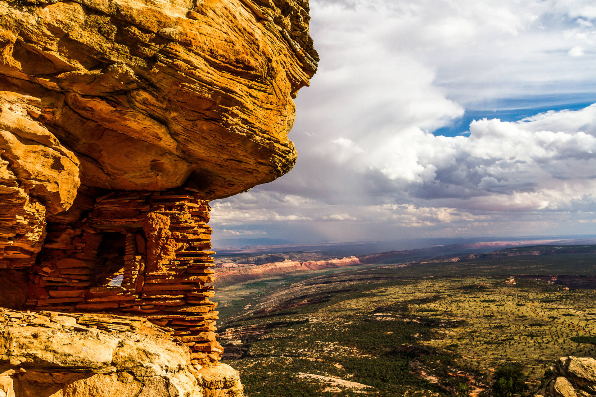 A prehistoric granary overlooking Cedar Mesa, a site inside the newly created Bears Ears National Monument in Utah that is sacred to many Native American tribes. Natives still hunt and forage for food and medicine throughout the Bears Ears region. Josh Ewing/Courtesy of Bears Ears Inter-Tribal Coalition