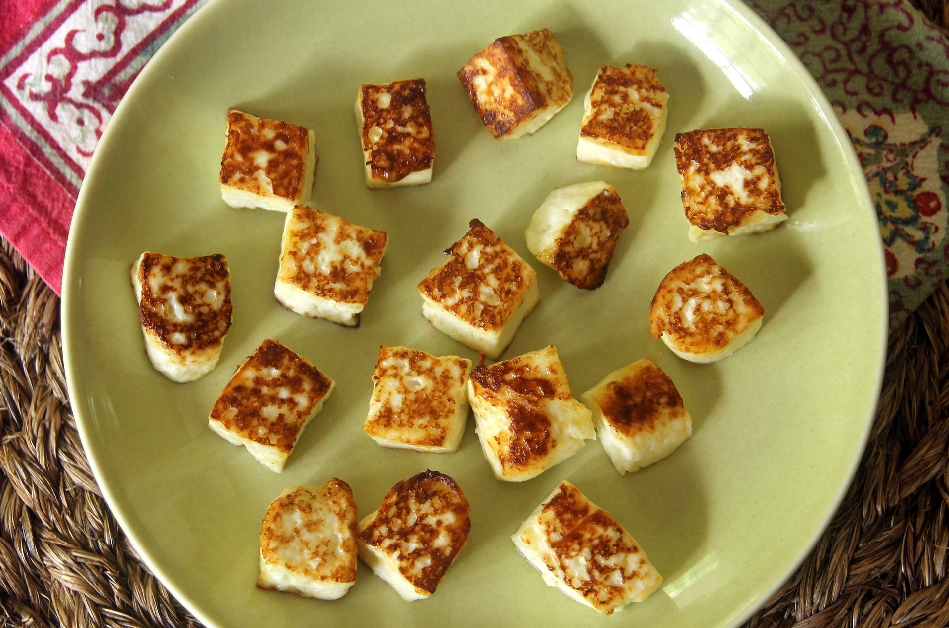 Homemade paneer, seared in olive oil. Kate Williams
