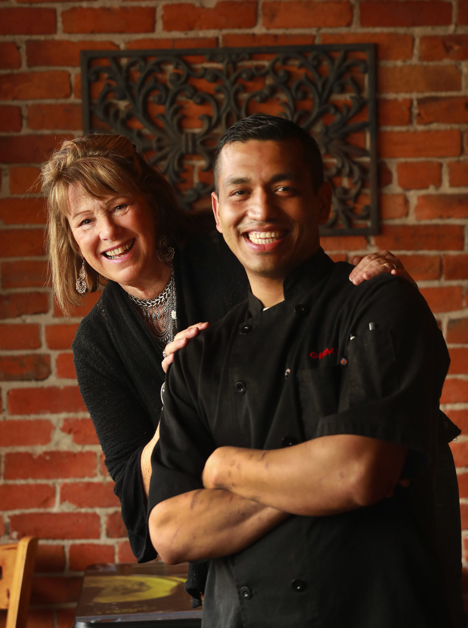 Owner and restaurant designer Shawn E. Hall and her chef German Bacho at the Gypsy Cafe in Sebastopol.