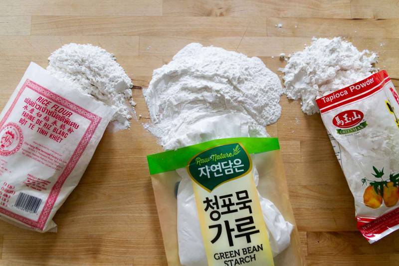 Rice, mung bean and tapicoa flours for making gluten-free Asian noodles