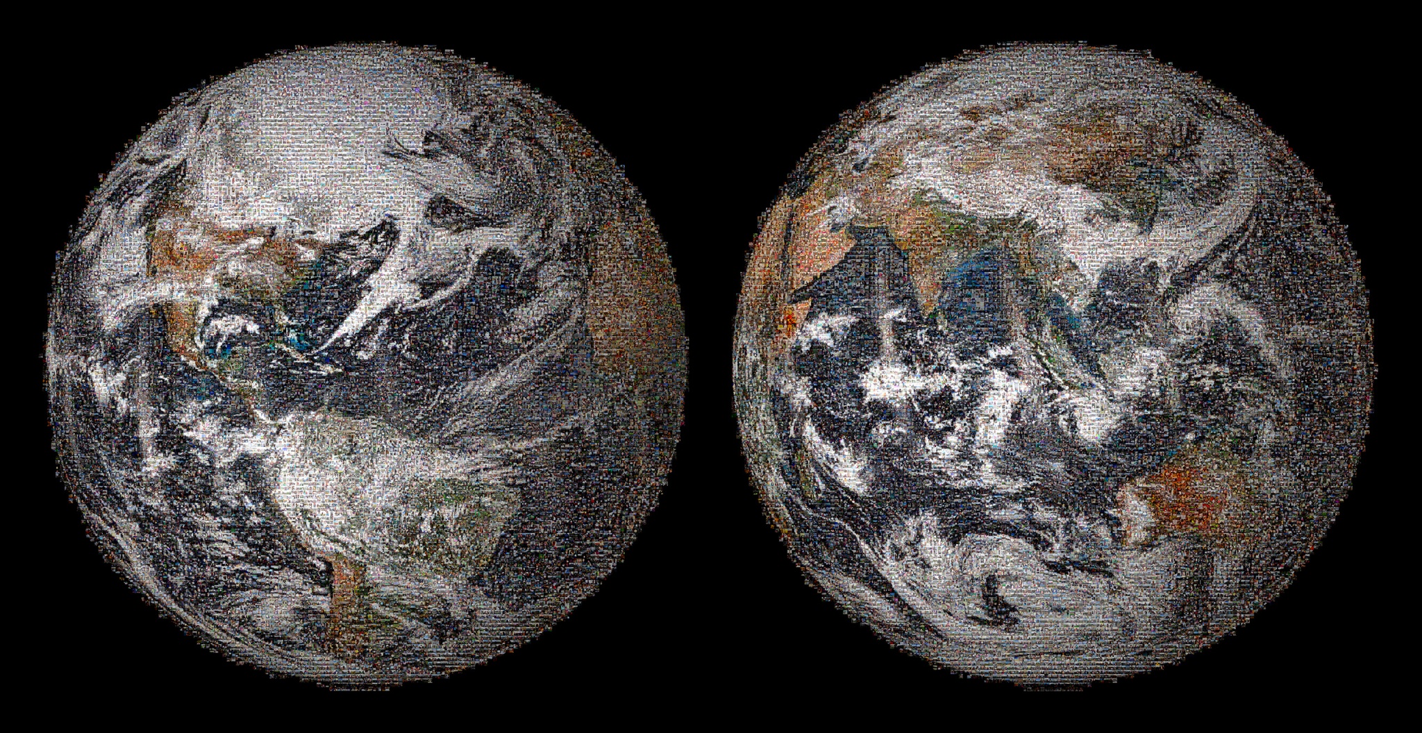 A "Global Selfie" mosaic,  built using more than 36,000 individual photographs drawn from the more than 50,000 images tagged #GlobalSelfie and posted on or around Earth Day, April 22, 2014 on social media. NASA and NOAA