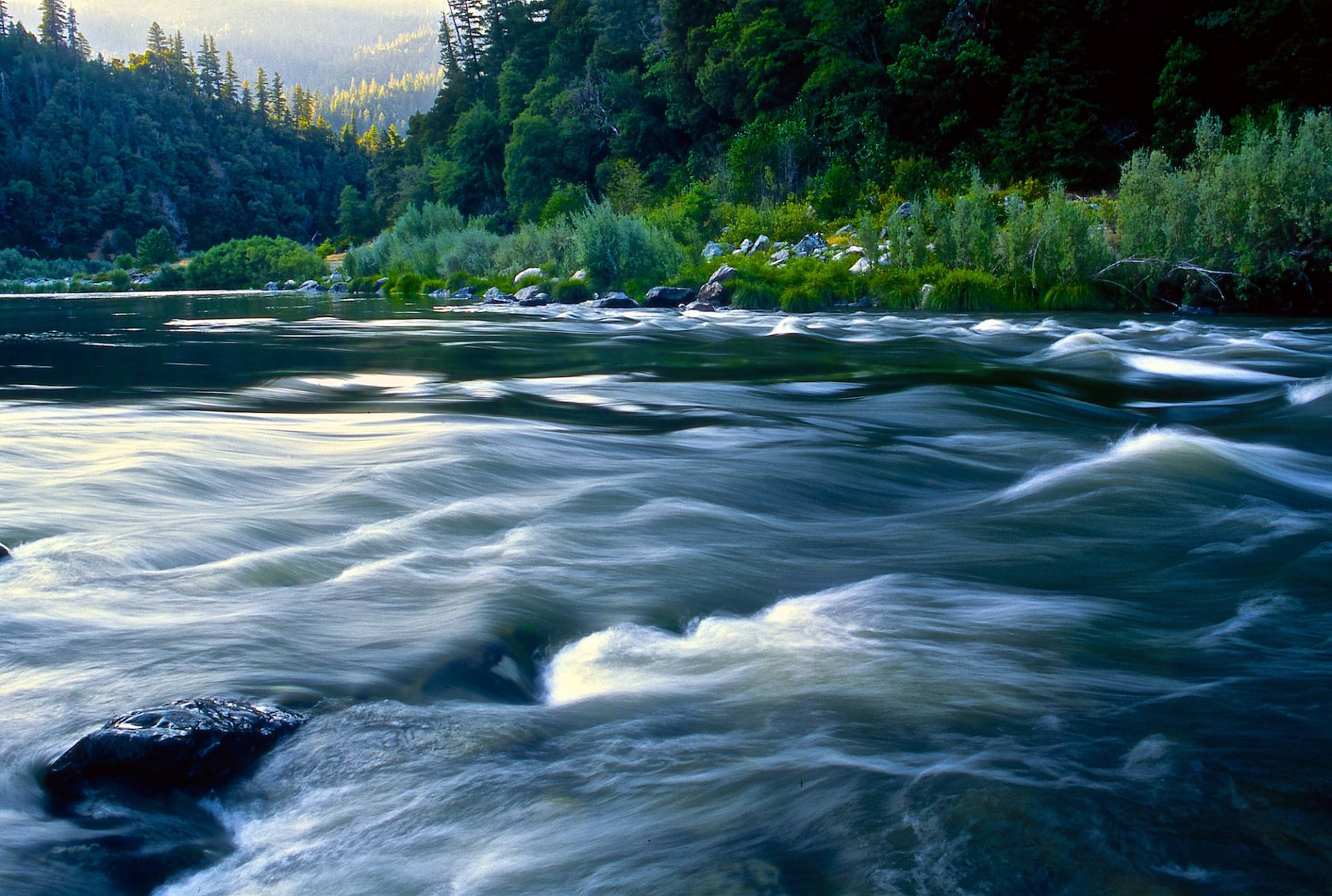 The Klamath River at Eysee Bar, 2003 -- one of the California rivers with federally designated Wild and Scenic portions. Tim Palmer