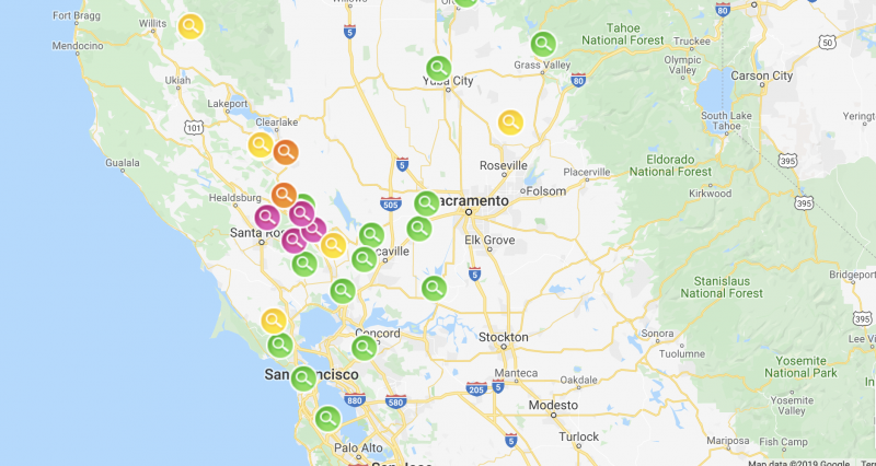 Map Current Pg E Power Outages In Northern California Kqed