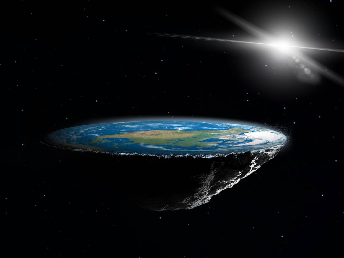 Artist's conception of Earth with a flat surfac