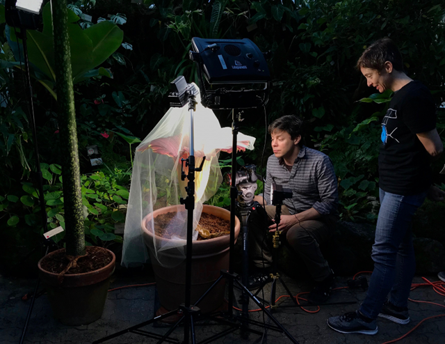 Media producer Josh Cassidy and QUEST Executive producer Jason Black filming Science on the SPOT’s short video, “Shadows and Spiders : A Secret Cave in California.”