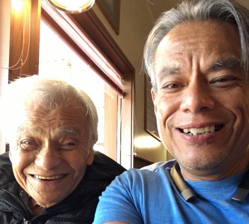 Vince Crisostomo snaps a selfie of he and his father Francsico Crisostomo a few years before his Francisco dies of COVID-19 alone in a hospital.