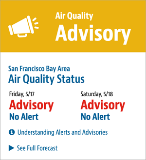 Yellow sign announcing air quality advisory