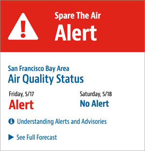 Red sign announcing air quality advisory