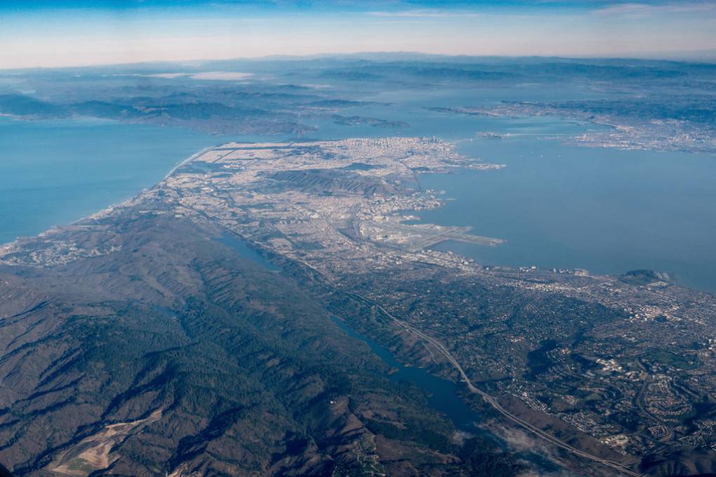 An aerial view of San Francisco peninsula