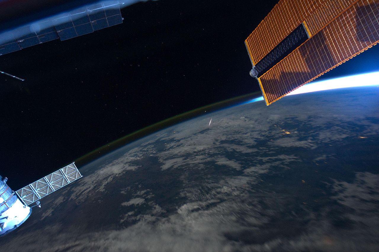 A meteor as seen in space from the International Space Station.
