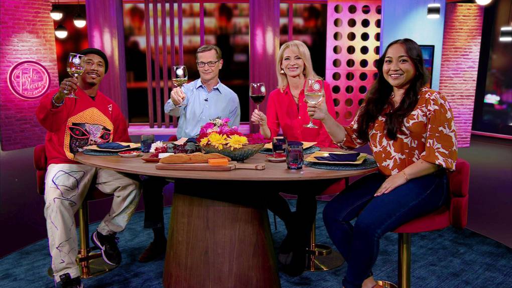Check, Please! Bay Area host Leslie Sbrocco joins three local guests on set to discuss local restaurants