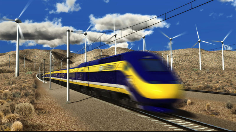 An artist's rendering of California High-Speed Rail.