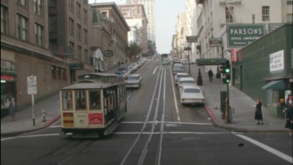 A video of a cable car on old San Francisco streets, from "Lost Landscapes"