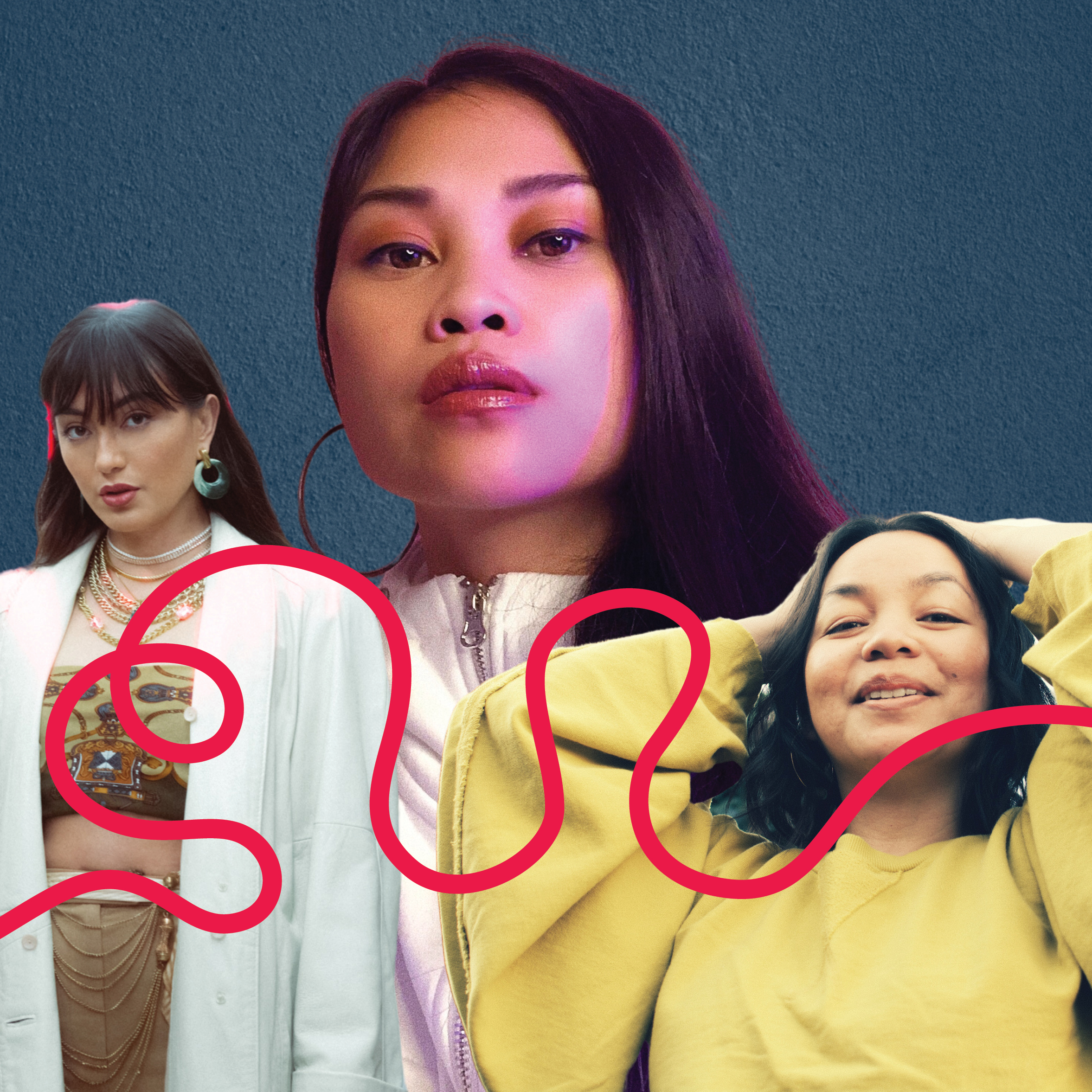 Composite photo of artists Ouida, Ruby Ibarra and Nikbo