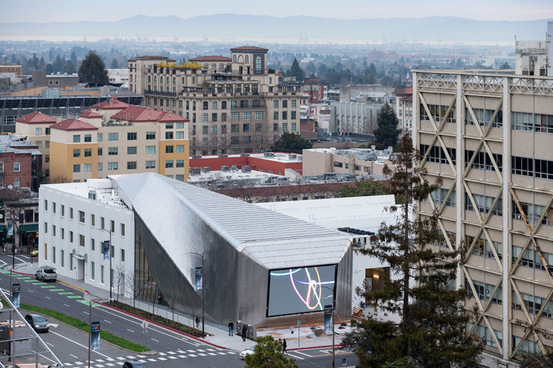 Diller Scofidio + Renfro, UC Berkeley Art Museum and Pacific Film Archive, 2016; Aerial view from the UC Berkeley Campus.