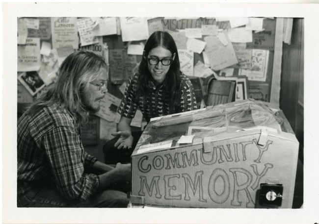 Community Memory terminal at Leopold's Records, Berkeley, California, c. 1974.