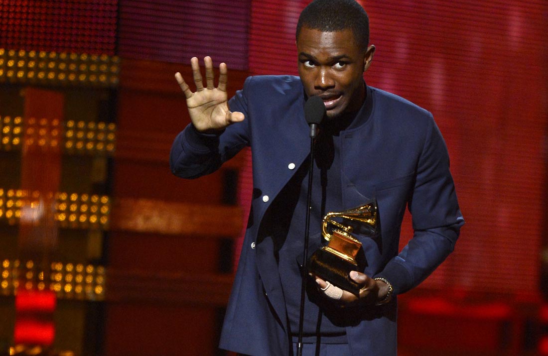 Frank Ocean accepts the Best Urban Contemporary Album award for 'Channel Orange' at the 55th Grammy Awards in 2013. 