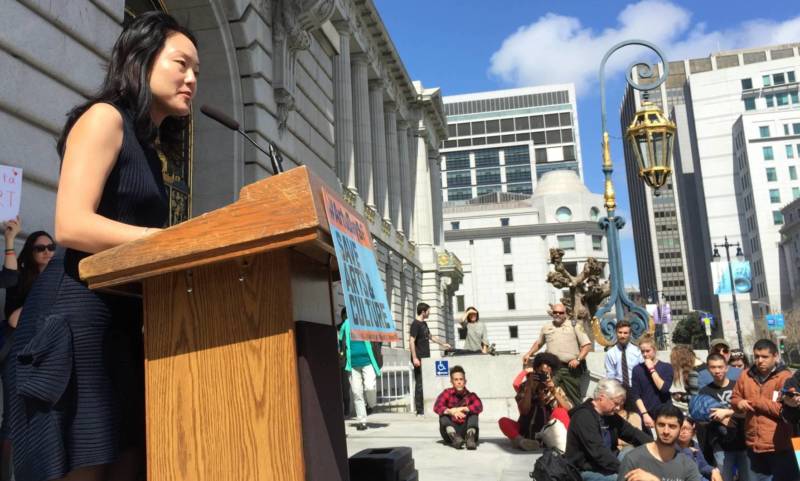 San Francisco Supervisor Jane Kim promised to work to boost city funding for the arts at a San Francisco Arts Advocacy Day rally