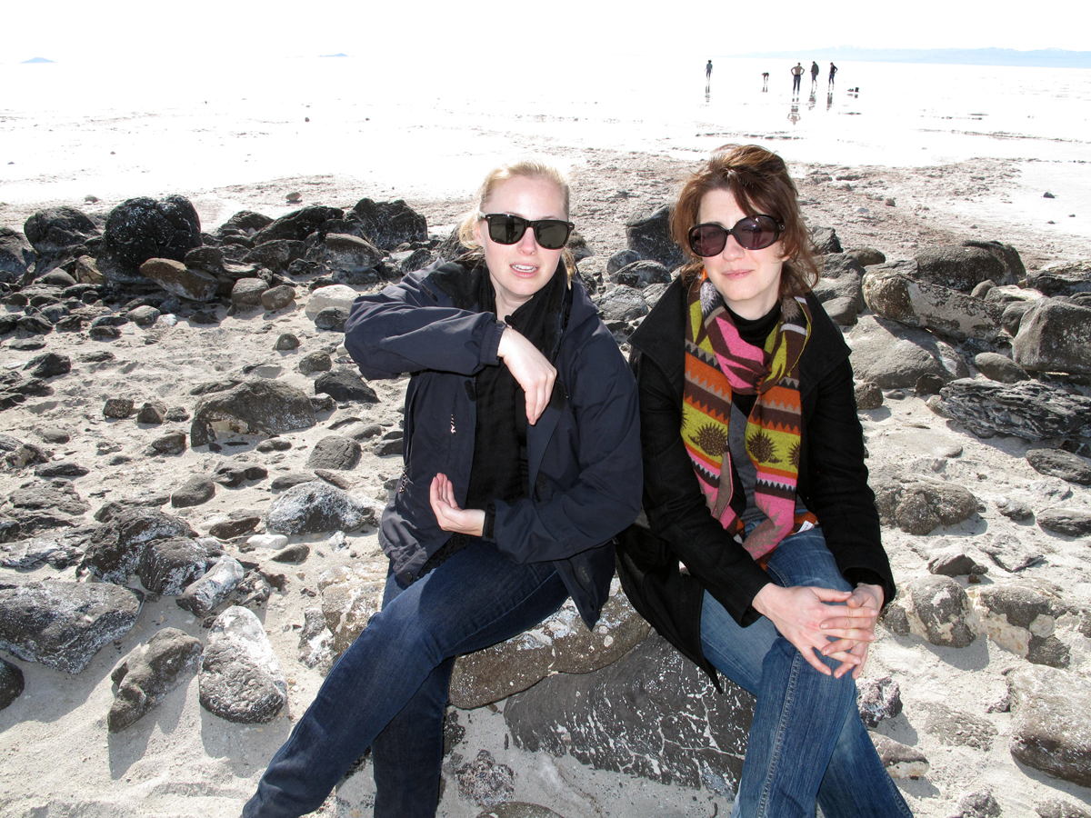 Allison Terbush, curatorial practice program manager, and Leigh Markopoulos at Robert Smithson's 'Spiral Jetty,' 2010.