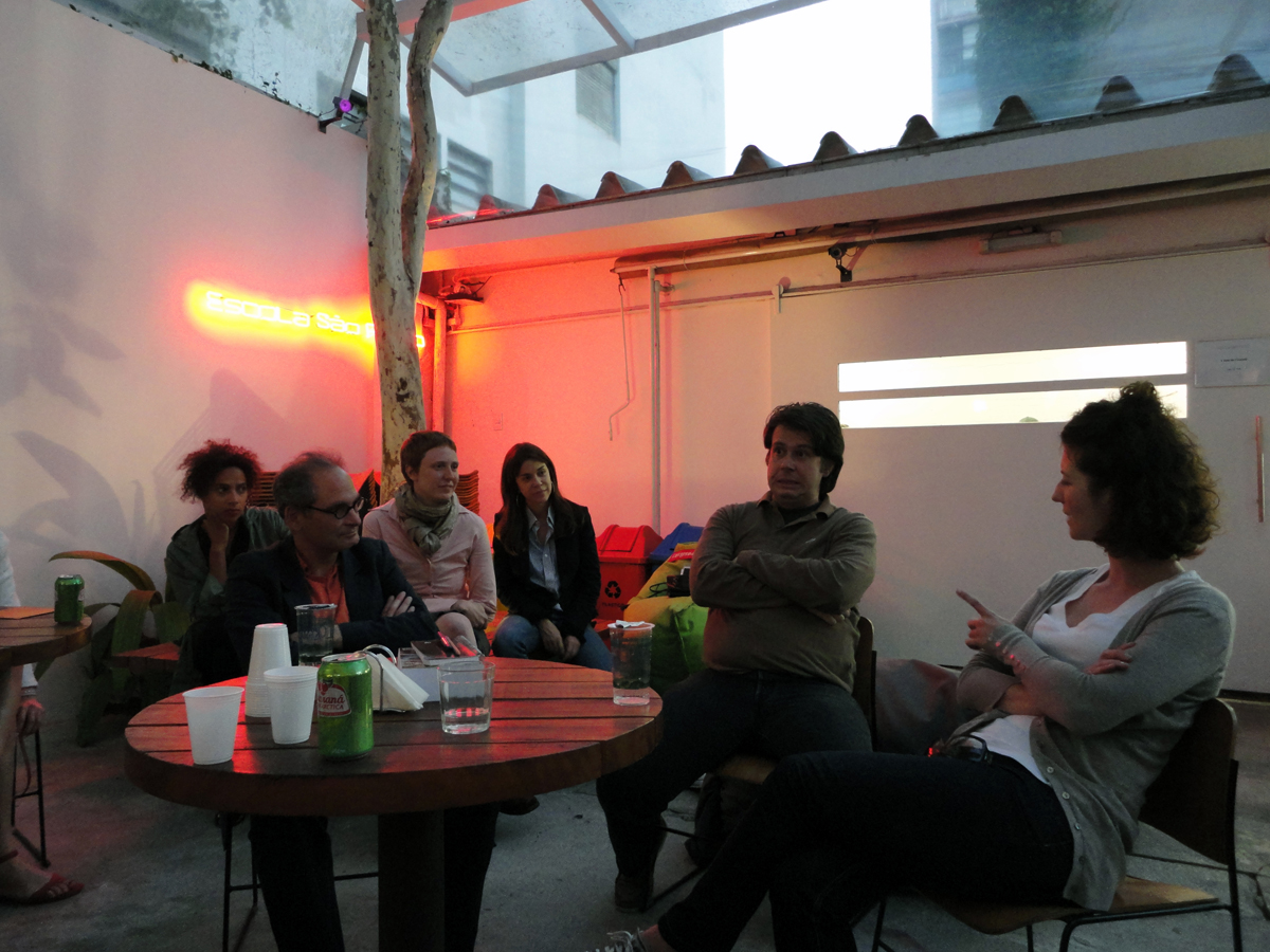 Leigh Markopoulos (far right) with curatorial practice students and local organizers during the São Paulo Biennial, 2010.