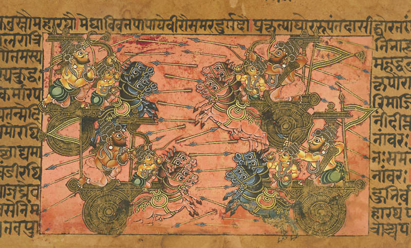 A seventeenth-century depiction of the battle of Kurukshetra. Artist unknown