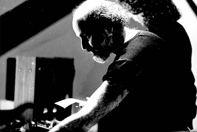 Subotnick with Ralph Grierson preparing Liquid Strata for piano and electronic ghost score at The Kitchen in 1979.