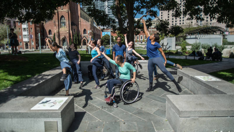 Axis Dance in a rehearsal for 'Occupy' at Yerba Buena Gardens