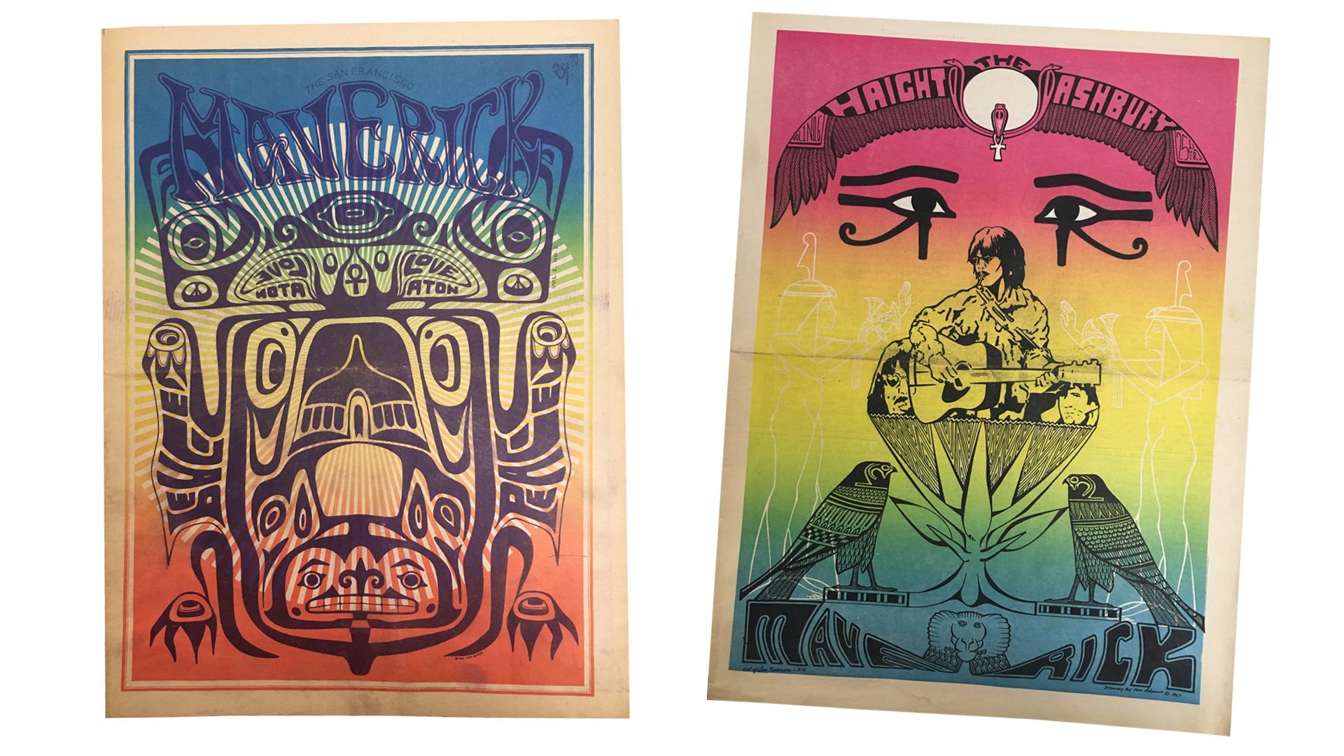 Covers of the 'Haight-Ashbury Maverick,' published by Guy Strait, San Francisco.
