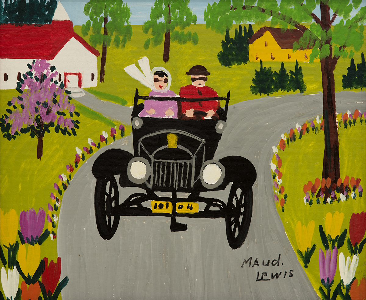 A painting by the real-life Maud Lewis, 'Sunday Ride.'