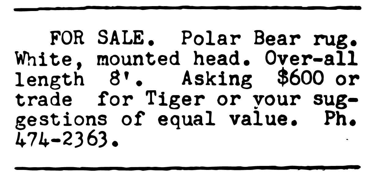 From the classified section of the May 1966 issue of 'Vector.'