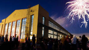 Fireworks over the Craneway Pavilion in Richmond, where the Oakland Symphony is playing a free show on July 3rd,