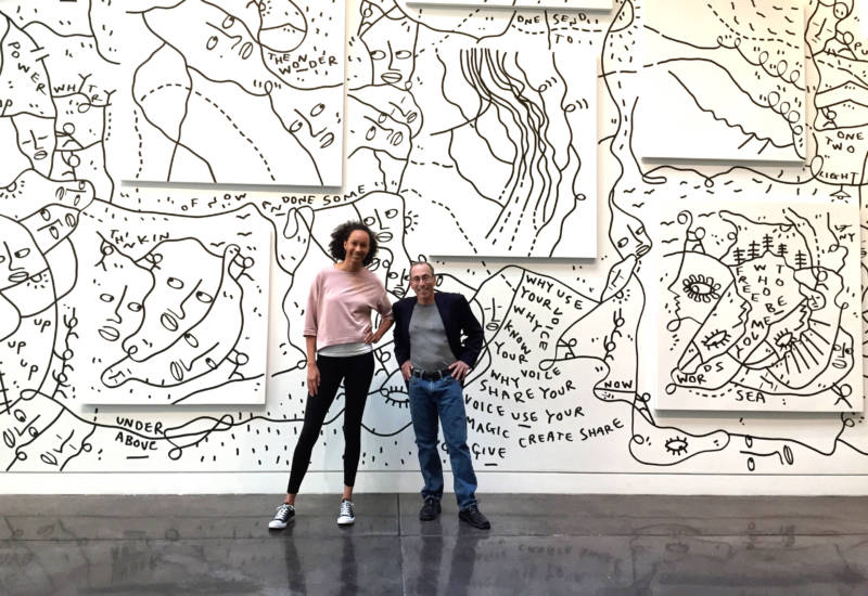 Ariana Proehl and Cy Musiker at the Chandran Gallery for the Shantell Martin show