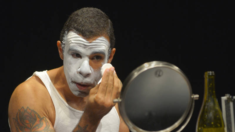 BJJ (Lance Gardner) gets ready to perform whiteness in 'An Octoroon' by Brandon Jacobs-Jenkins.